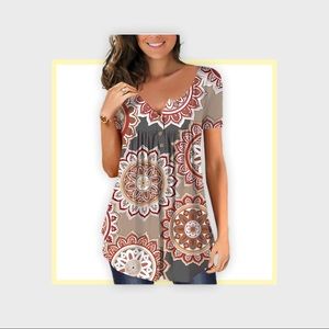 Casual Blouse Short Sleeve Tunic Top